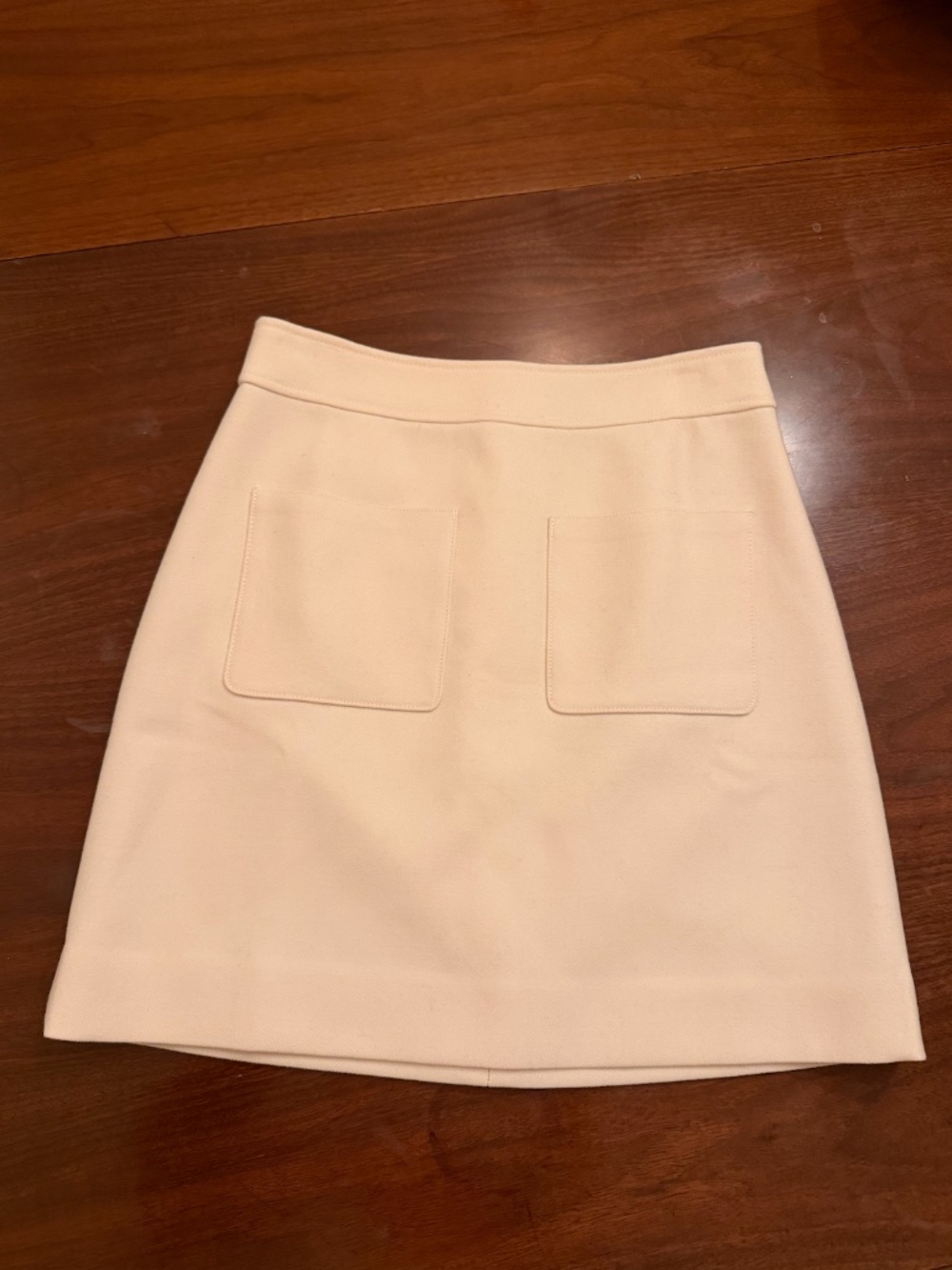 J. Crew Patch Pocket Mini Skirt in Double-Serge Wool | Ivory | Size 6